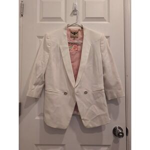 Ted Baker Winter White Crop 3/4 Sleeve Double Breasted Blazer Size 3 (US Size 8)